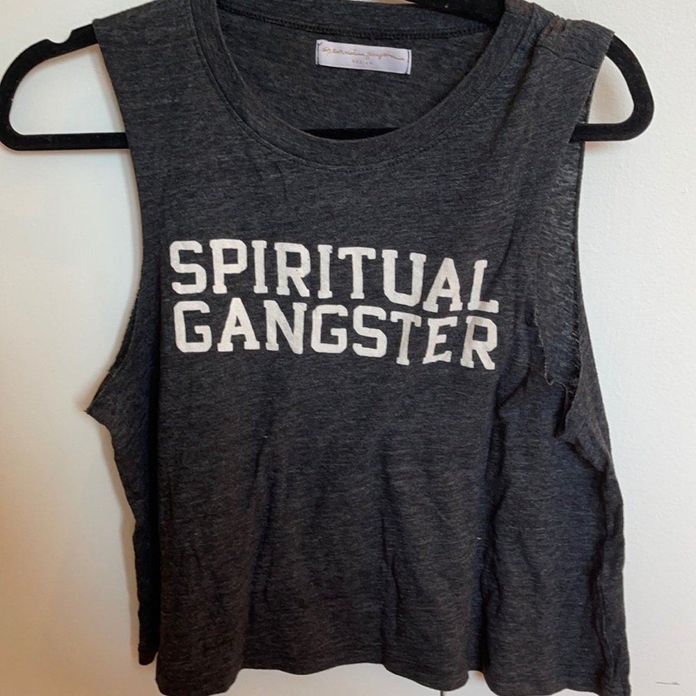 Spiritual gangster grey cropped tank
